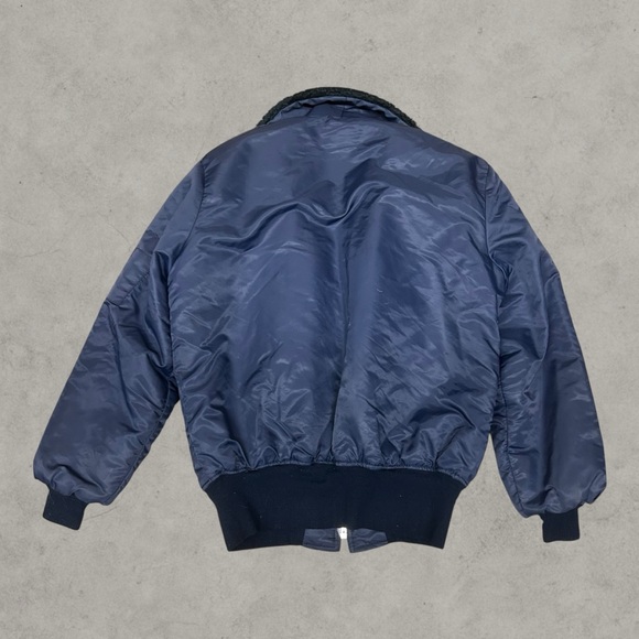 Vintage Dickies Jacket Mens Large Navy Blue Nylon Satin Sherpa Collar 80s 90s - Picture 8 of 8